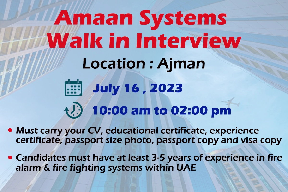 Amaan Systems Walk in Interview