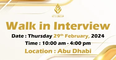 NCC Walk in Interview in Abu Dhabi