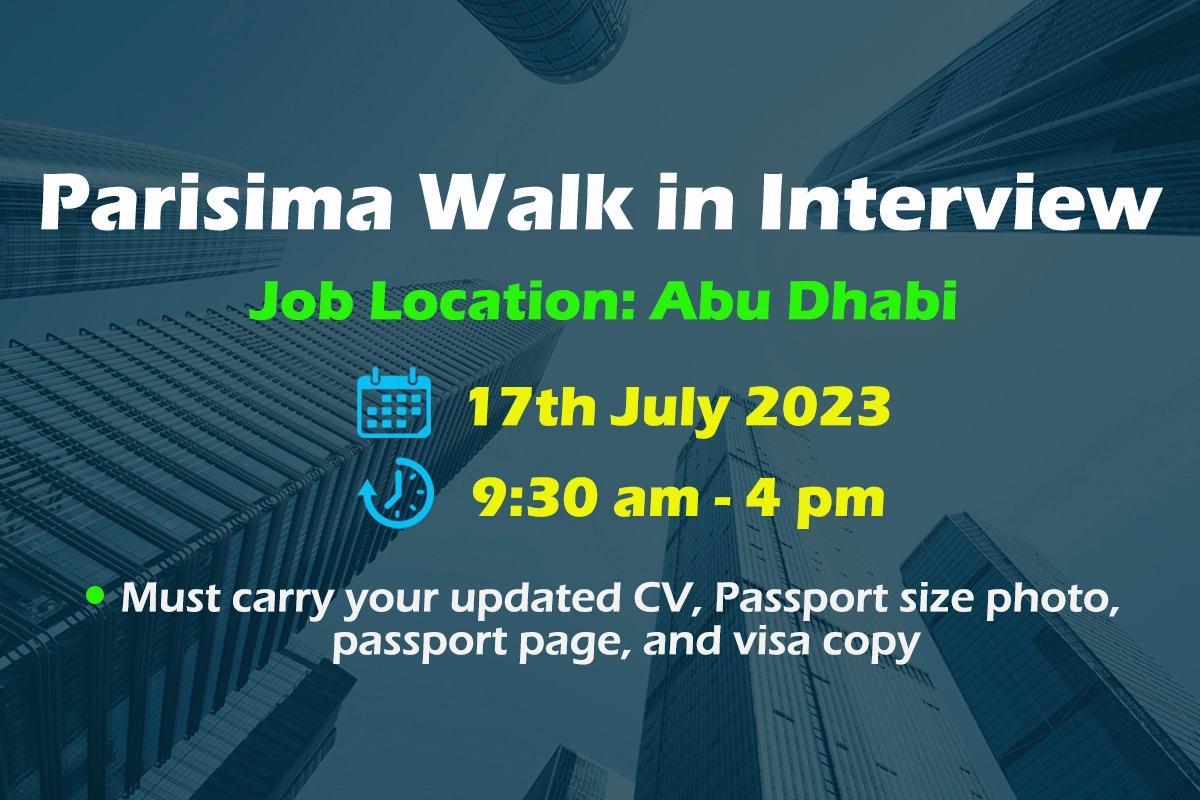 Parisima Walk in Interview Abu Dhabi