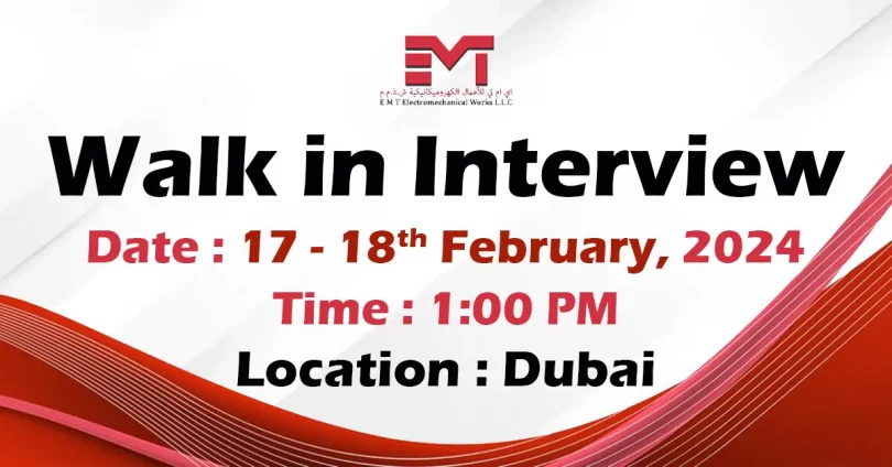 EMT Walk in Interview in Dubai