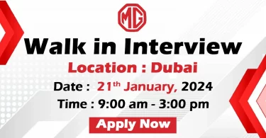 MG Motor Walk in Interview Dubai