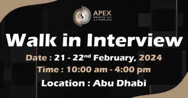 Apex Holding Walk in Interview in Abu Dhabi
