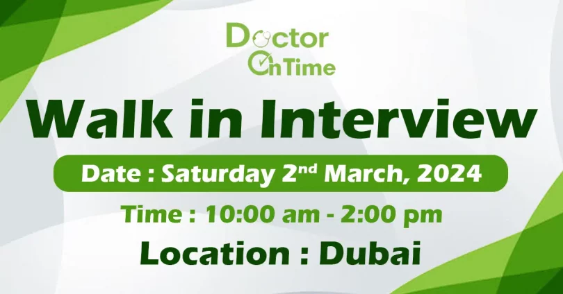 Doctor On Time Walk in Interview in Dubai