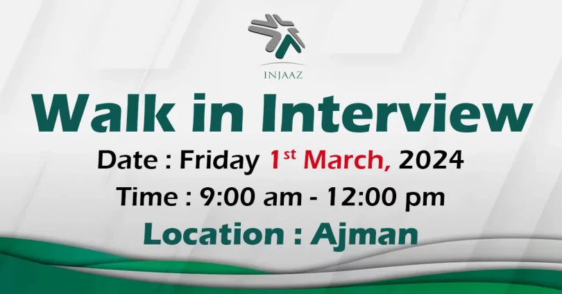 Injaaz Walk in Interview in Ajman