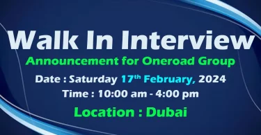 Oneroad Group Walk in Interview in Dubai