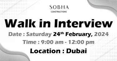 Sobha Construction walk in Interview Dubai