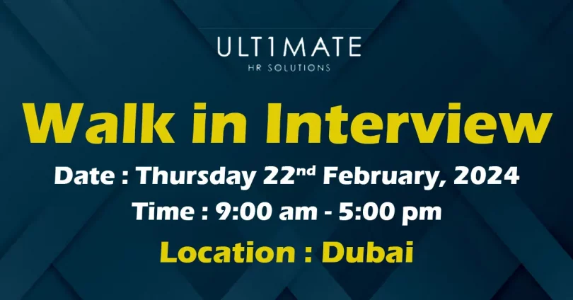Ultimate HR Solutions Walk in Interview in Dubai