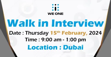 We One Walk in Interview in Dubai