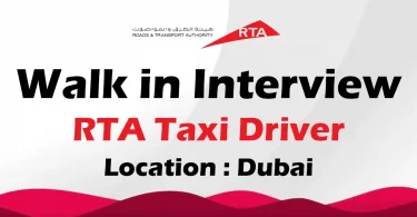 RTA Taxi Driver Walk in Interview in Dubai